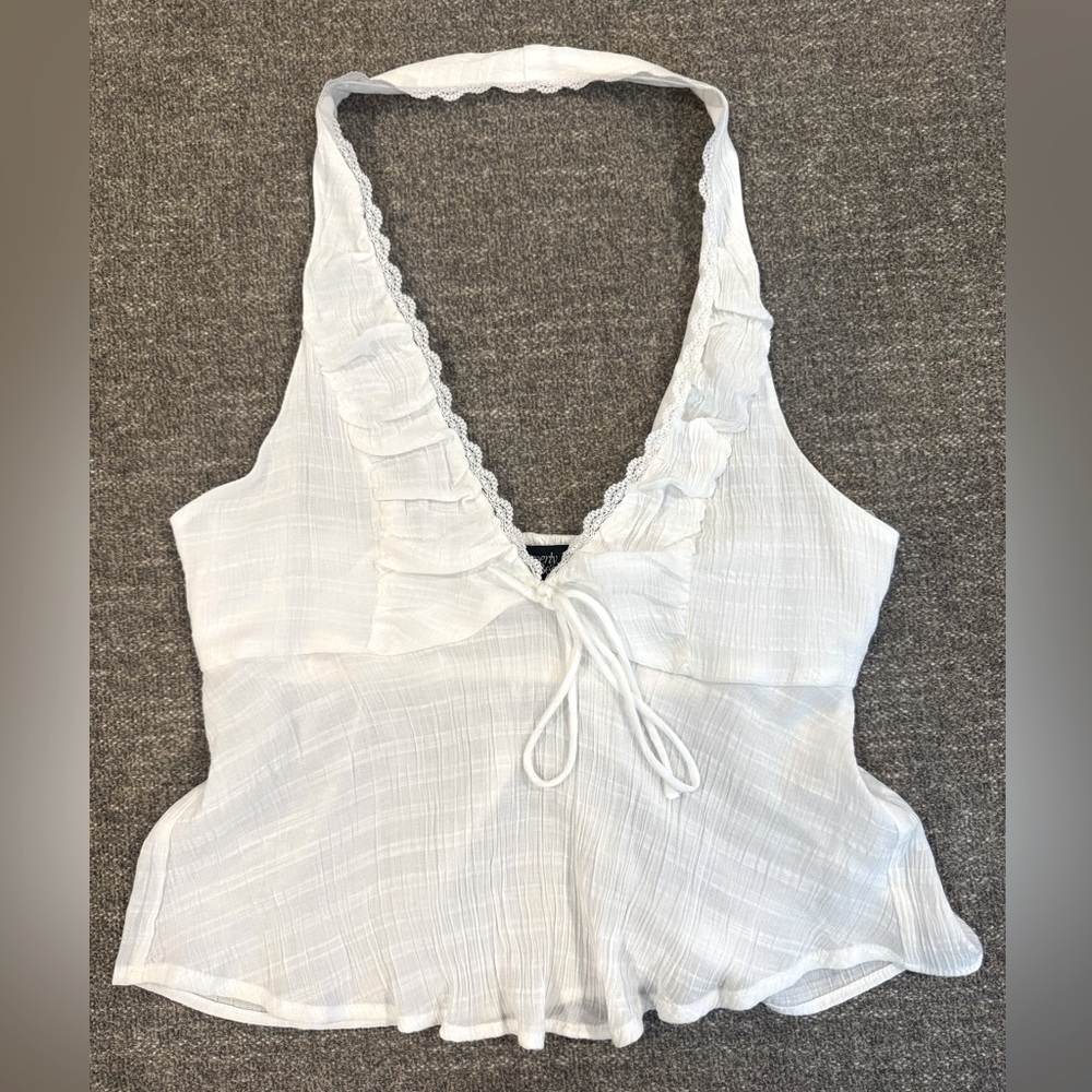 PacSun Beverly & Beck White Ruffled Halter Top